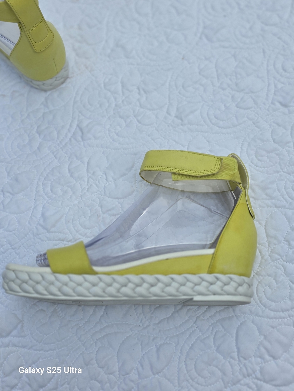 Franco Sarto Tiana  Wedge Sandal Lime Yellow Braided Platform Ankle Strap Sz 7 - Picture 14 of 16